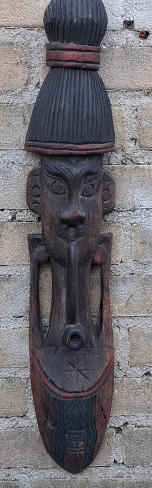 Wall Mask. Thailand.  Pijprokende man. 58 cm., Wanddecoratie, Bruin, 58 cm, Overige herkomsten