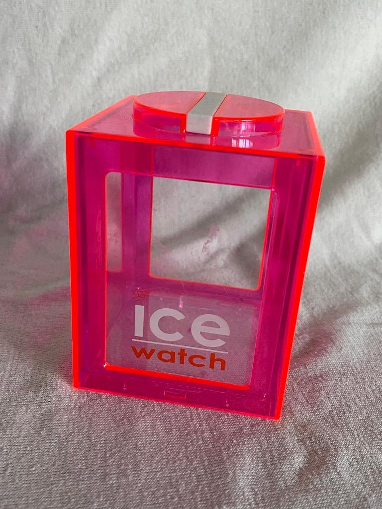 Kastopruiming .. spaarpot van het merk ICE-WATCH fluor roze, Ophalen of Verzenden, Gebruikt, Kunststof, Overige thema's