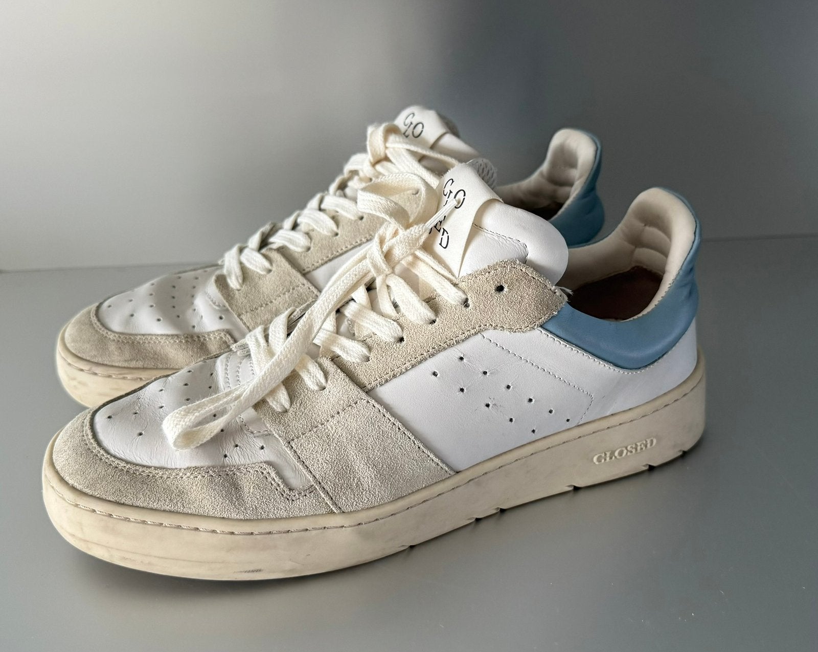 Closed sneakers leer, Verzenden, Wit, Sneakers of Gympen, Gedragen