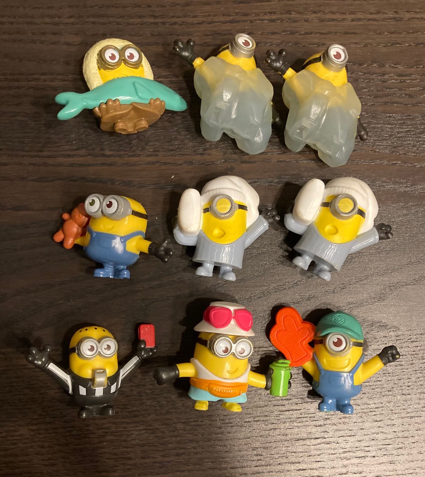 Minions 9 figuren (7 verschillende) 5-6 cm, Ophalen of Verzenden, Gebruikt