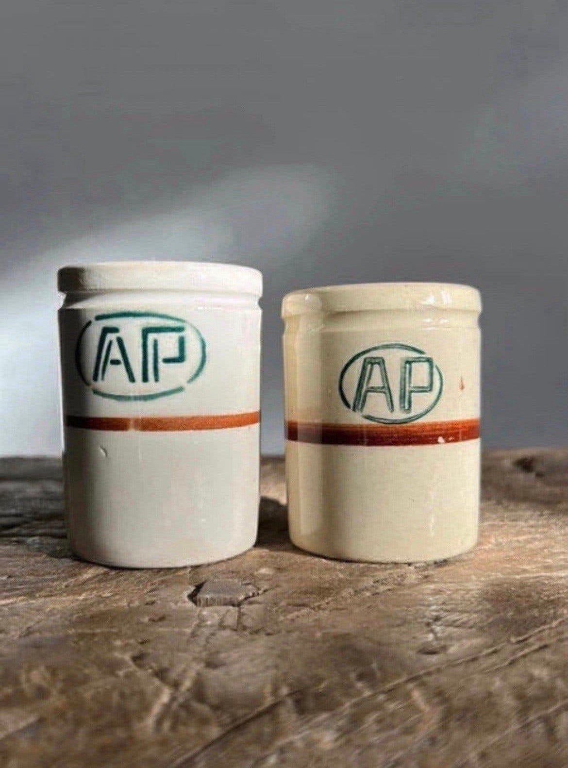 Twee Franse apothekers / zalf potten digoin / gien, Antiek en Kunst, Ophalen of Verzenden