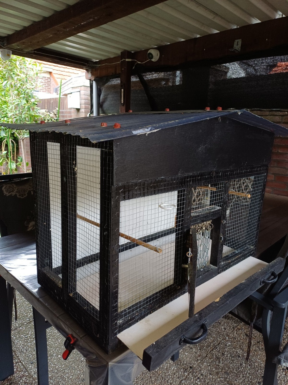 Te Koop:Houten Vogelkooi., Ophalen, Zo goed als nieuw, Kooi-accessoires