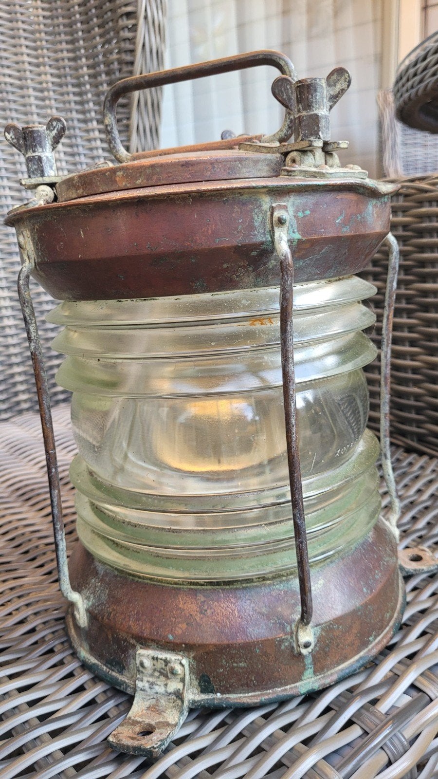 Originele Koperen Scheepslamp Vintage Maritieme Verlichting, Antiek en Kunst, Ophalen