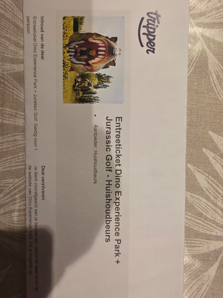 2x kaarten voor dino experience park + jurrassic golf, Ophalen of Verzenden, Overige typen