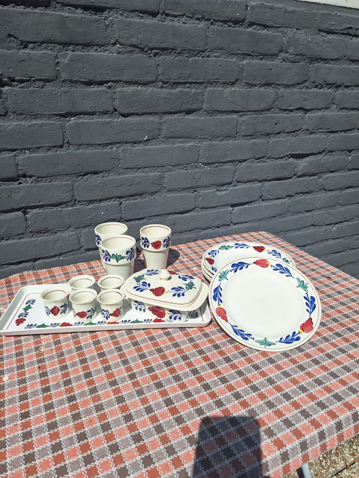 Vintage Boch Frères 'Boerenbont' servies, Ophalen of Verzenden