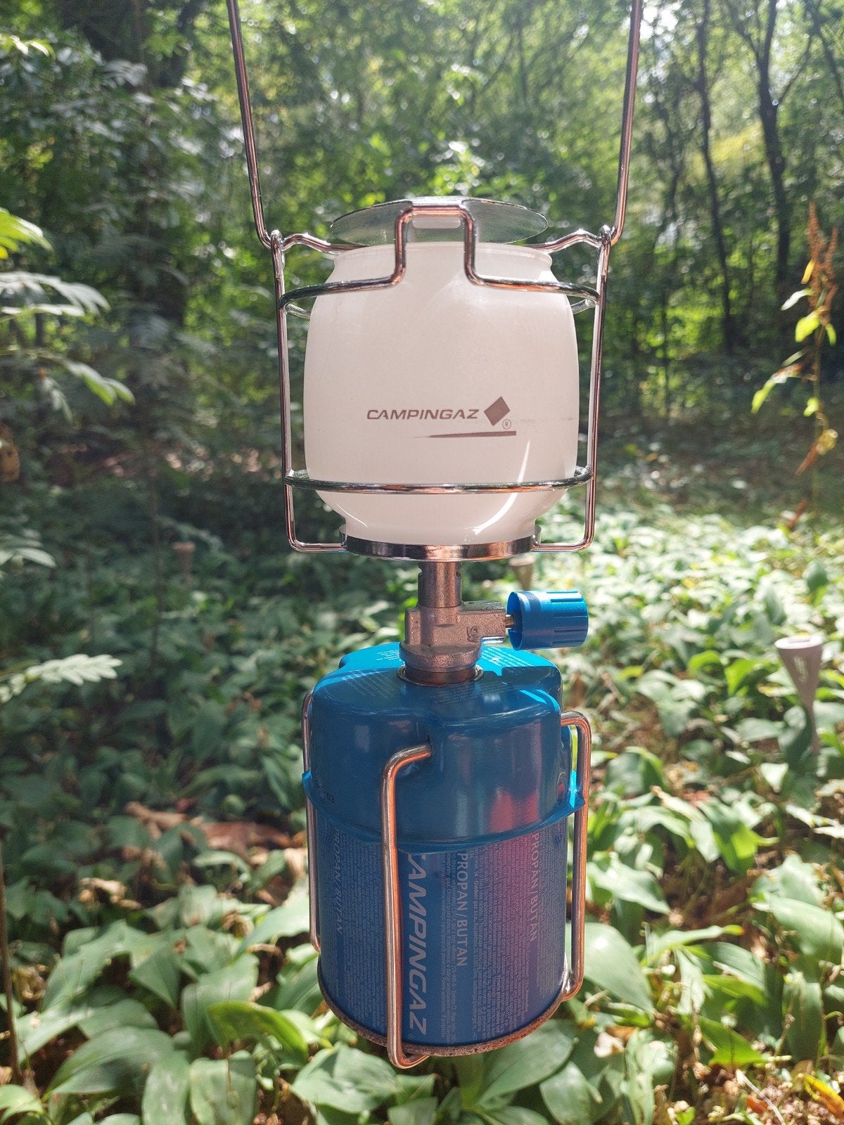 Campingaz gaslamp met gaspatroon en reservekousjes, Ophalen of Verzenden, Gebruikt