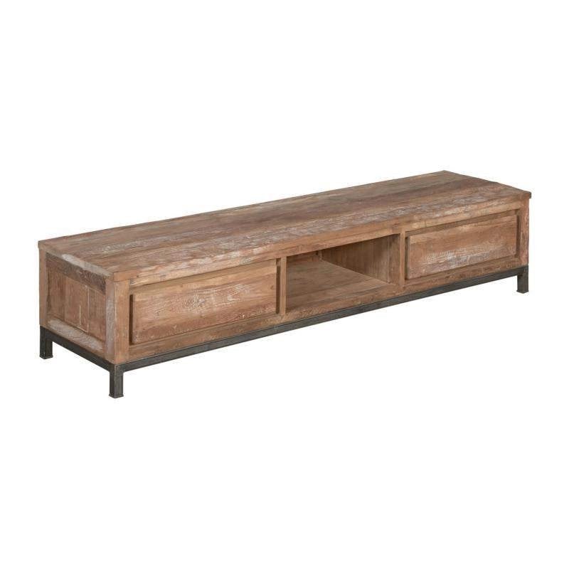 Venetie TV-meubel 180 cm - Teakhout & Metaal, Ophalen, 150 tot 200 cm, Teakhout, Nieuw