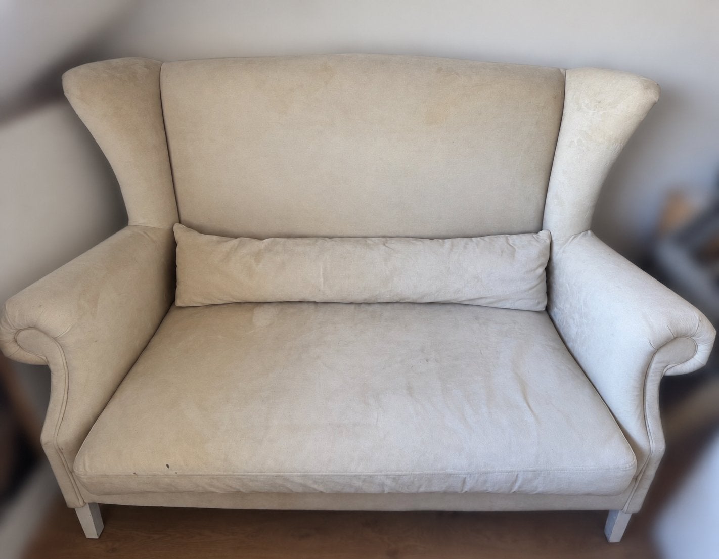 Tweepersoons bankje creme 2-zitsbank velour, Ophalen, 150 tot 200 cm, Tweepersoons, 75 tot 100 cm