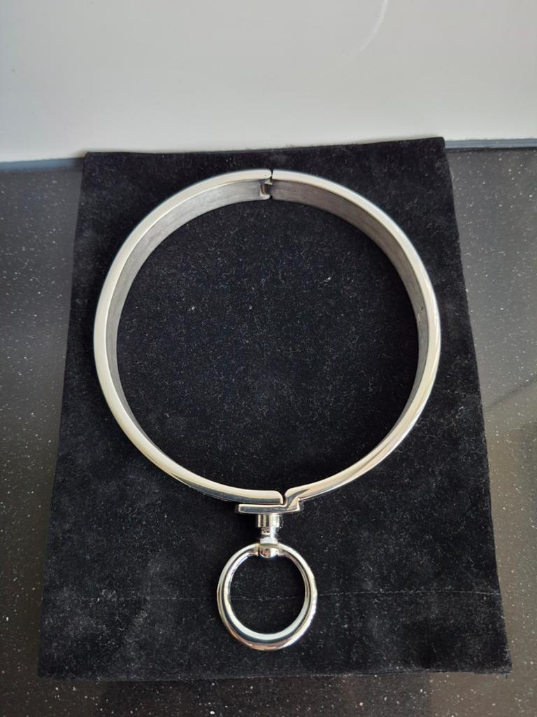 Choker halsband roestvrijstaal chroom, Ophalen of Verzenden, Zo goed als nieuw