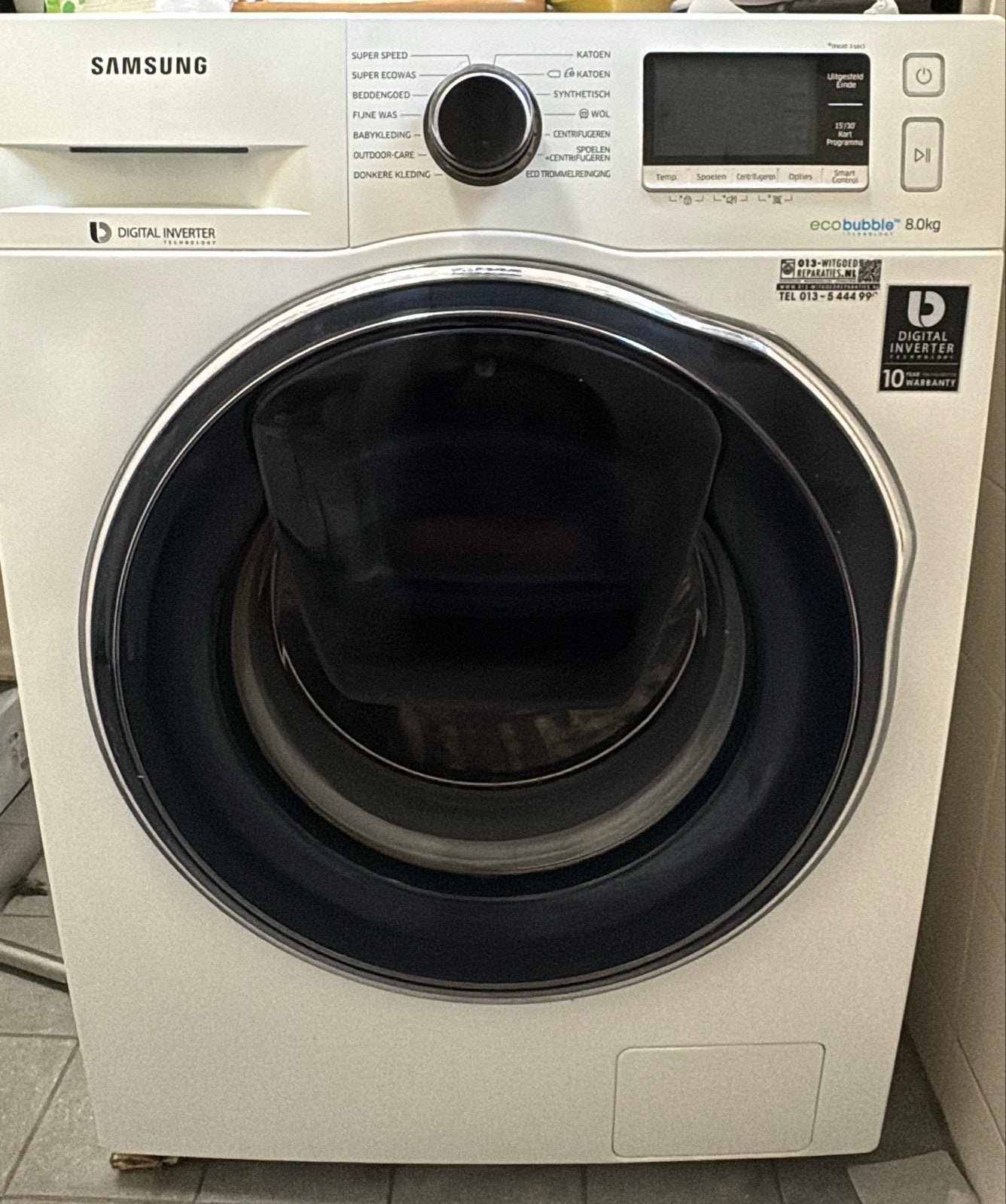 Samsung 8.0kg Wasmachine - Zelf ophalen, Witgoed en Apparatuur, Ophalen, 1200 tot 1600 toeren, Gebruikt, 8 tot 10 kg