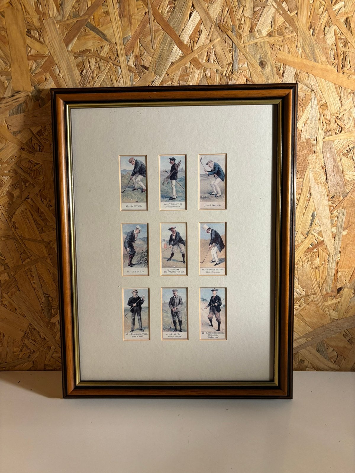 Ingelijste set “Cope’s Golfers” kaarten – 9 stuks, Ophalen of Verzenden