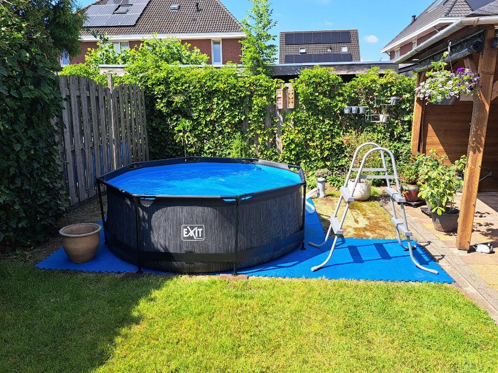Exit frame zwembad black wood 244 x 76 cm complete set!, Ophalen, Rond, Zo goed als nieuw, Opzetzwembad