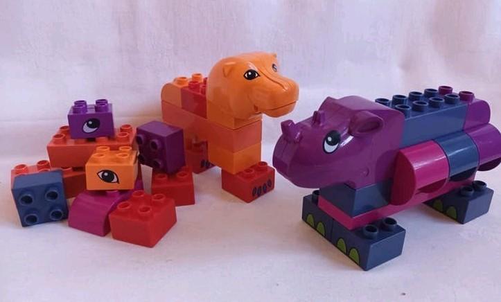 Duplo Explore set 3514 Funny Leeuw en Neushoorn, Ophalen of Verzenden, Zo goed als nieuw, Duplo, Complete set