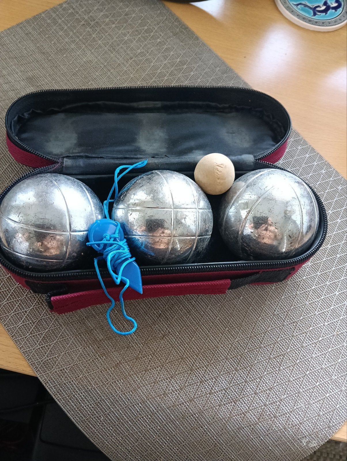 Jou de boules 3 balen met balletje en lint, Sport en Fitness, Bowlen, Ophalen of Verzenden, Bal