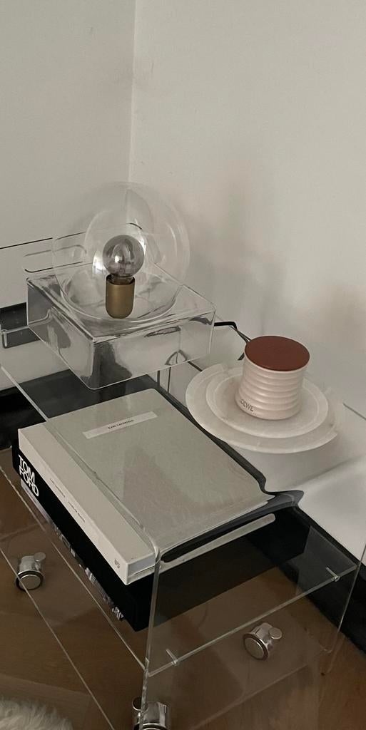 Glas glazen bol bal tafellamp tafel lamp, Ophalen of Verzenden, Zo goed als nieuw, Glas, Minder dan 50 cm