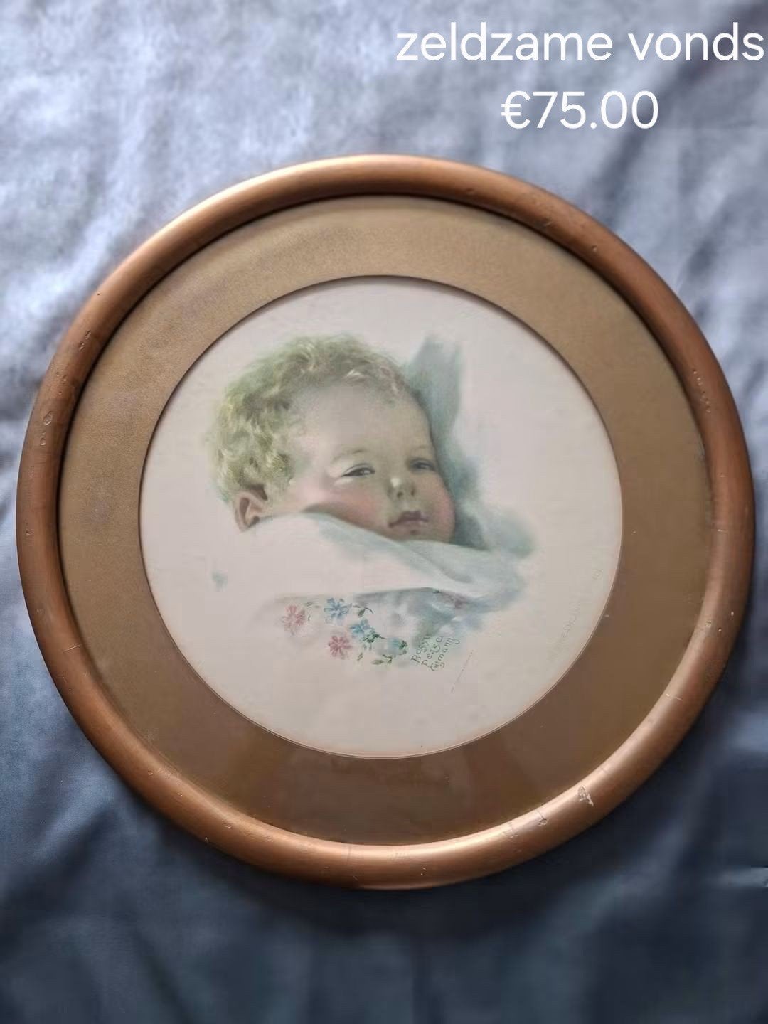 Vintage Unieke Bessie Pease Gouden Lijst Baby Portret, Ophalen of Verzenden