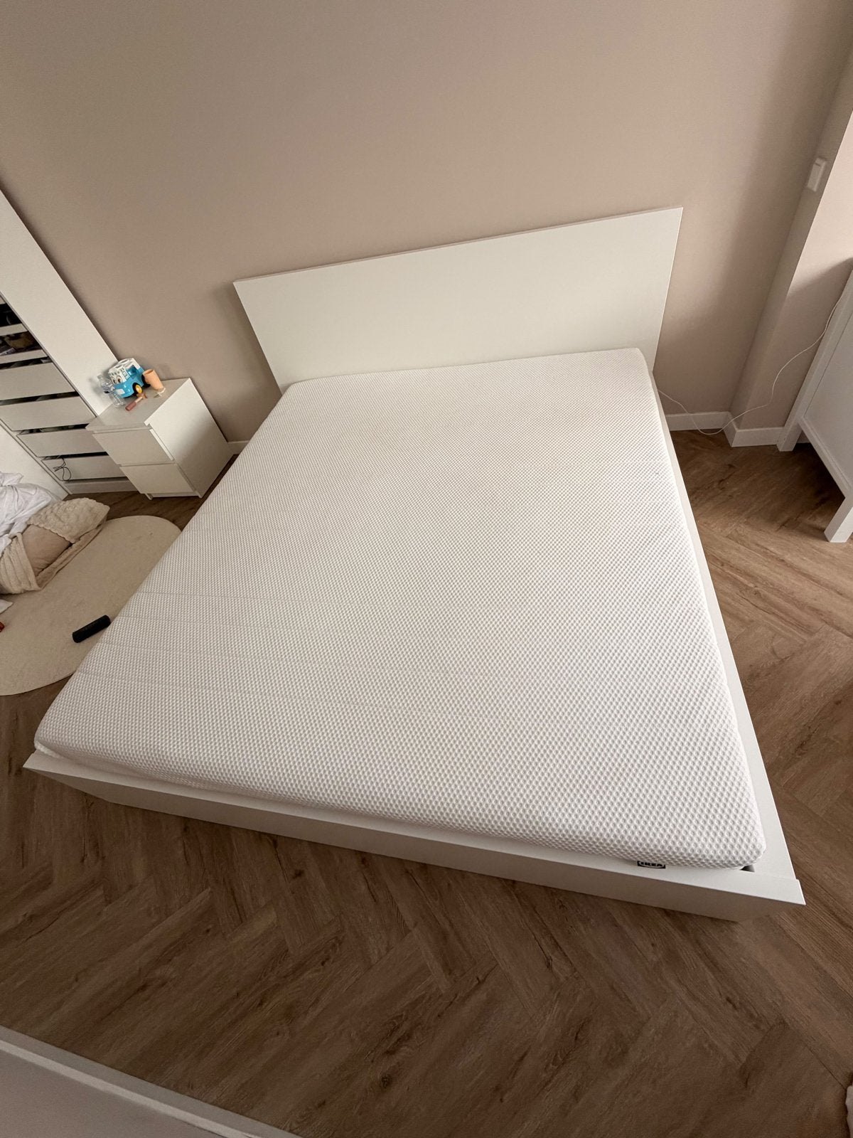 IKEA MALM bed 180x200 met lattenbodem en matras, Ophalen, Gebruikt, Wit, Tweepersoons