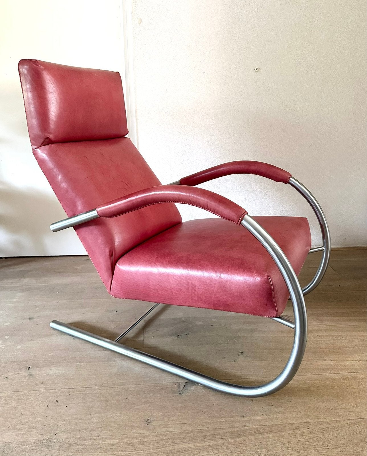 Label Van den Berg design fauteuil Speedster, Ophalen, Gebruikt, 75 tot 100 cm, Leer