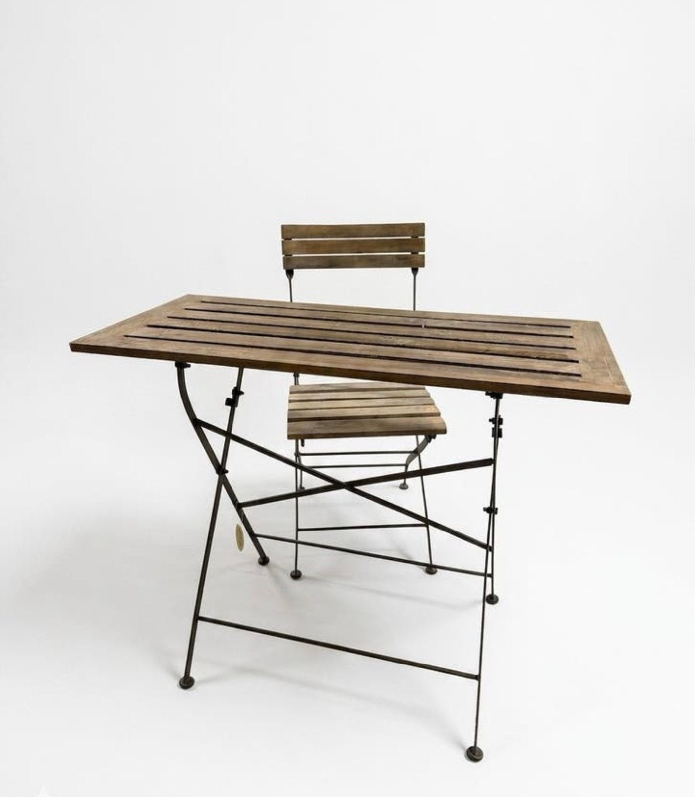 Houten bistro set, tafel en stoel, Huis en Inrichting, Ophalen, 100 tot 150 cm, 50 tot 100 cm, Rechthoekig
