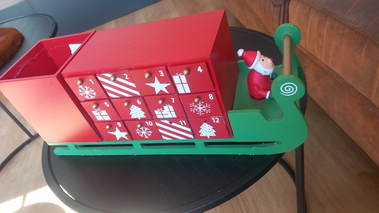 Vintage oude advent houten kerst slee, Ophalen