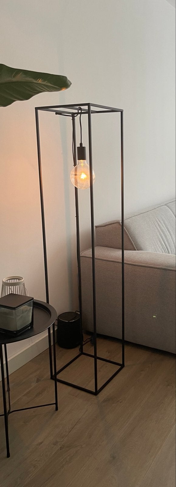 Mat zwarte staande lamp (zonder lichtbol), Ophalen, Gebruikt, E27 (groot), Metaal