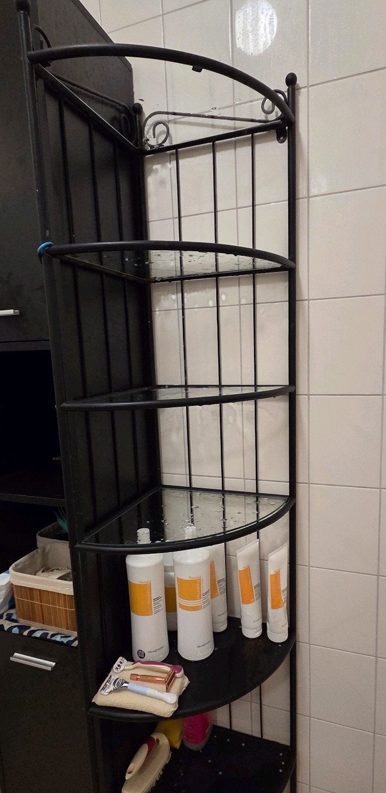 IKEA RÖNNSKÄR Hoekplank met glazen planken, Ophalen, Gebruikt