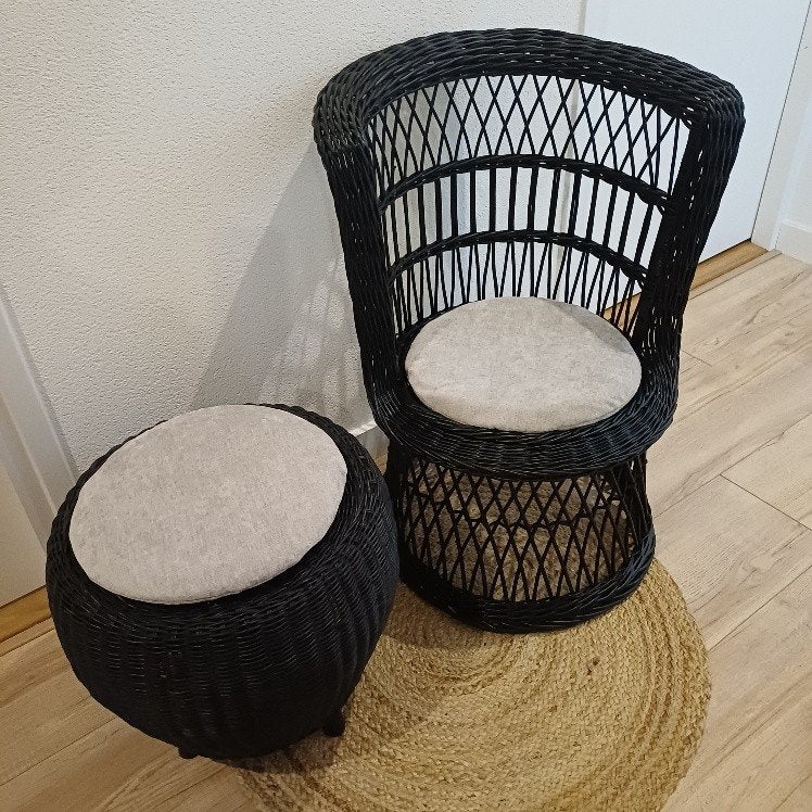vintage rotan stoeltje, Huis en Inrichting, Ophalen, Gebruikt, Bruin, Eén
