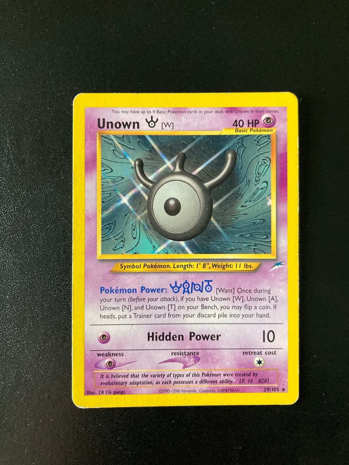 Pokemon kaart Unown W, Ophalen of Verzenden, Zo goed als nieuw