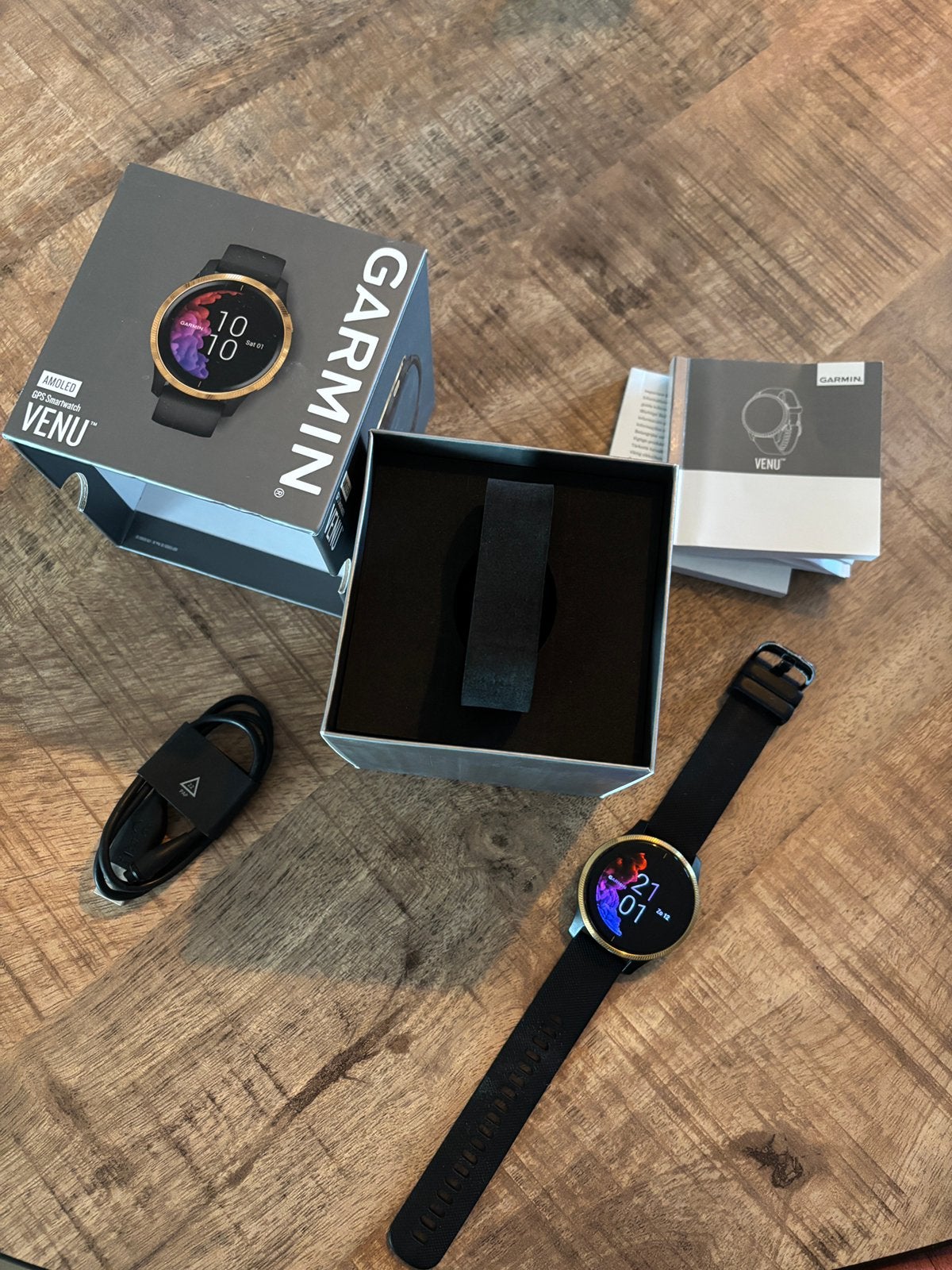 Garmin Venu, Sieraden, Tassen en Uiterlijk, Smartwatches, Gebruikt, Android, Zwart, Ophalen
