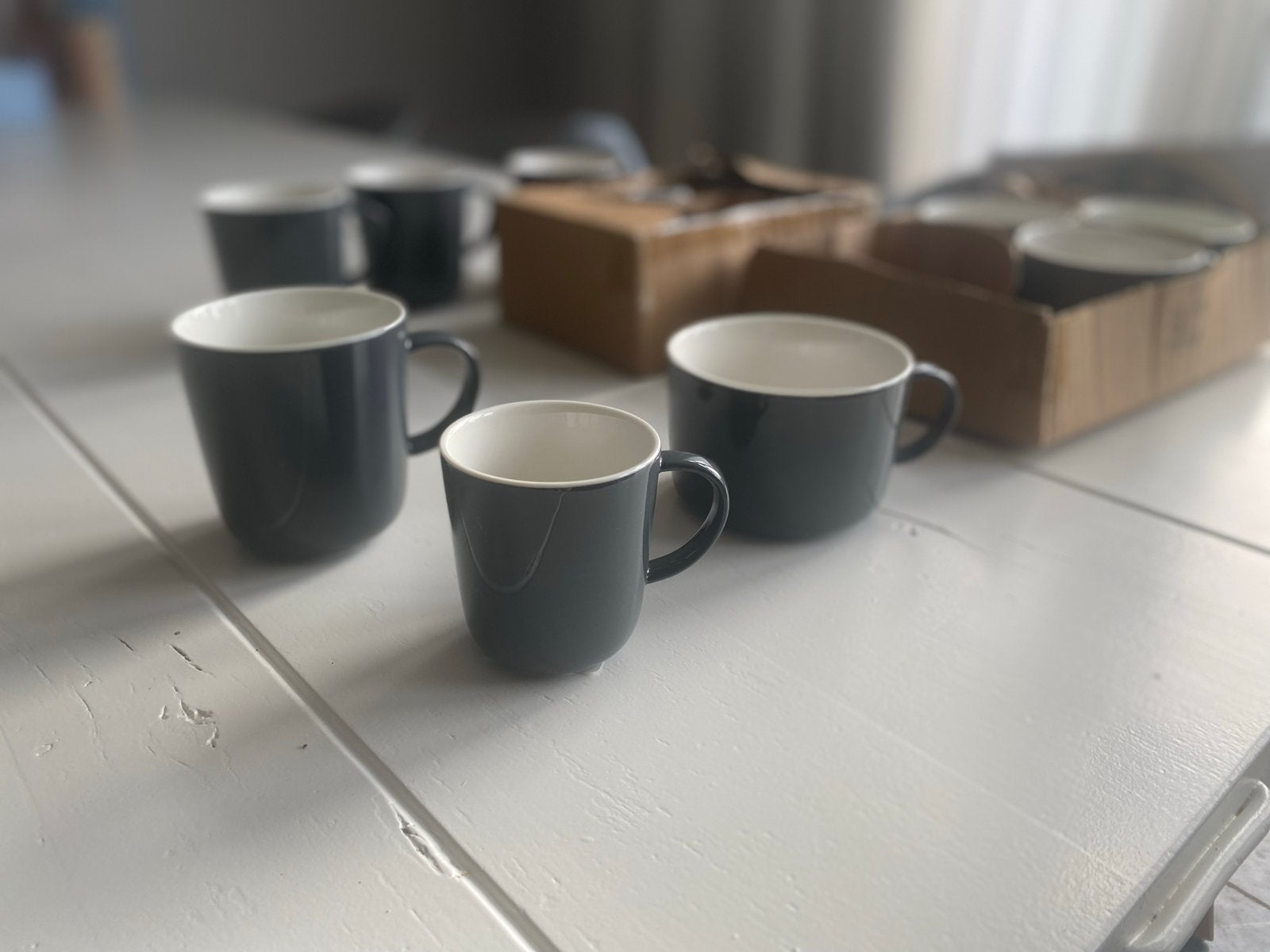 Complete set kopjes nieuw grijs : cappuccino, koffie, espres, Huis en Inrichting, Hema, Keramiek, Nieuw, Ophalen of Verzenden