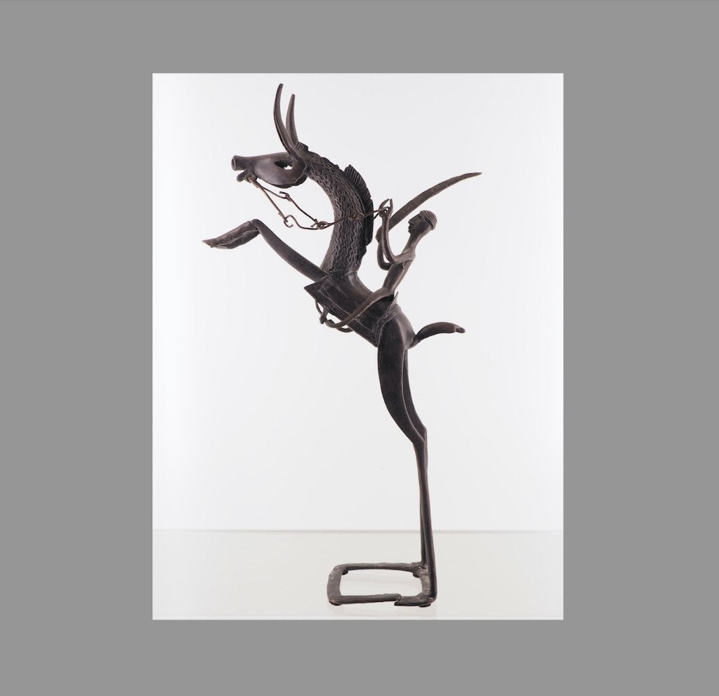 54cm Dogon Warrior te paard Nr.3 (171225-08), Bruin, Afrika, Handgemaakt, 54 cm