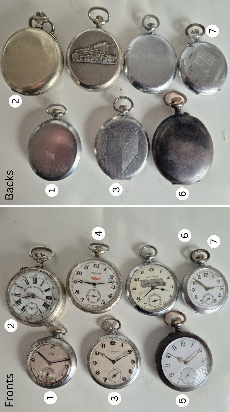 Lot van 7 Vintage Zakhorloges – (O.a. Roskopf, USSR Diamant., Ophalen of Verzenden