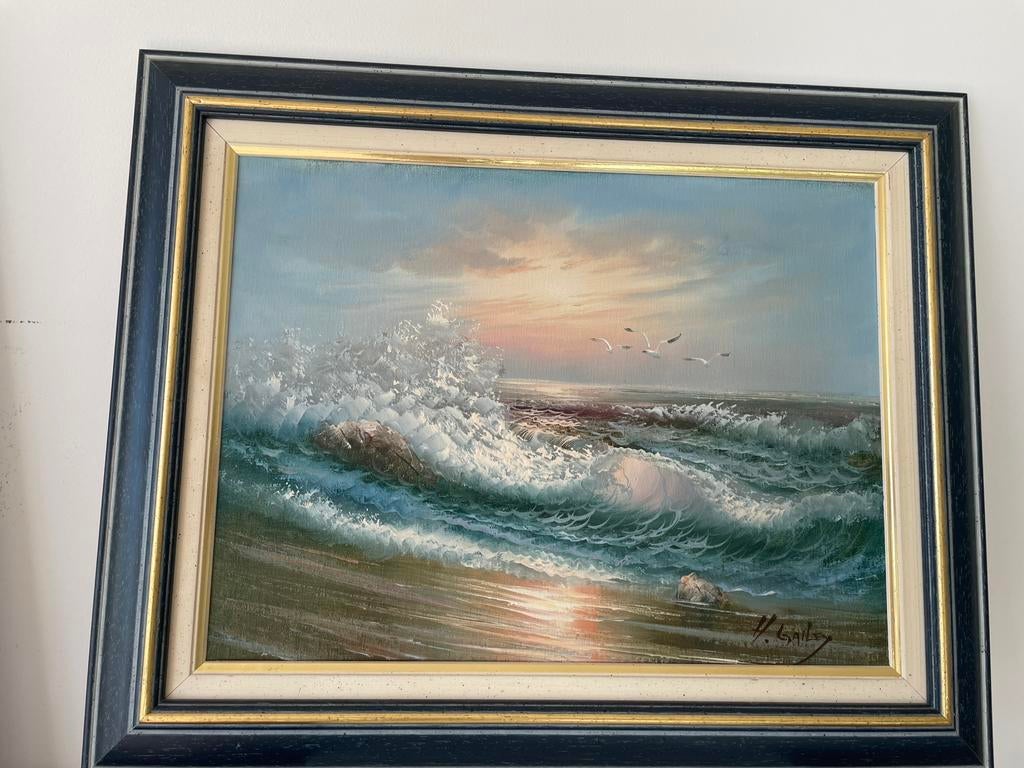 Schilderij golf zee, Ophalen of Verzenden