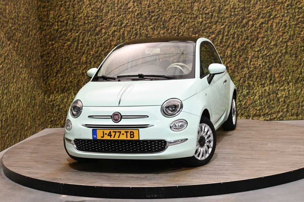 Fiat 500 1.2 Lounge | Panorama | Airco | Mintgroen, Stof, Gebruikt, 4 cilinders, 840 kg