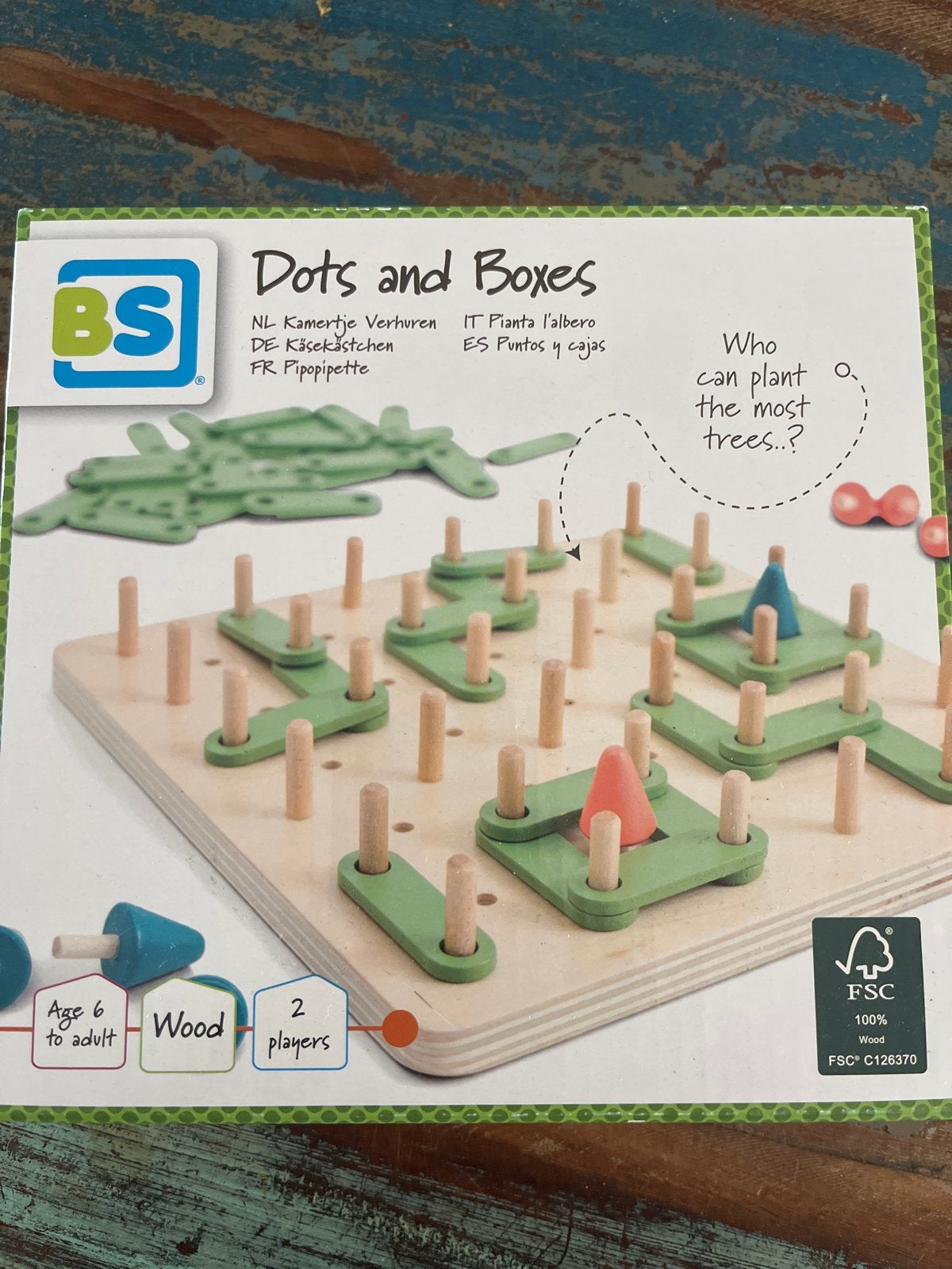 BS Toys Dots and Boxes - Houten bordspel, Ophalen of Verzenden, Nieuw, Puzzelen
