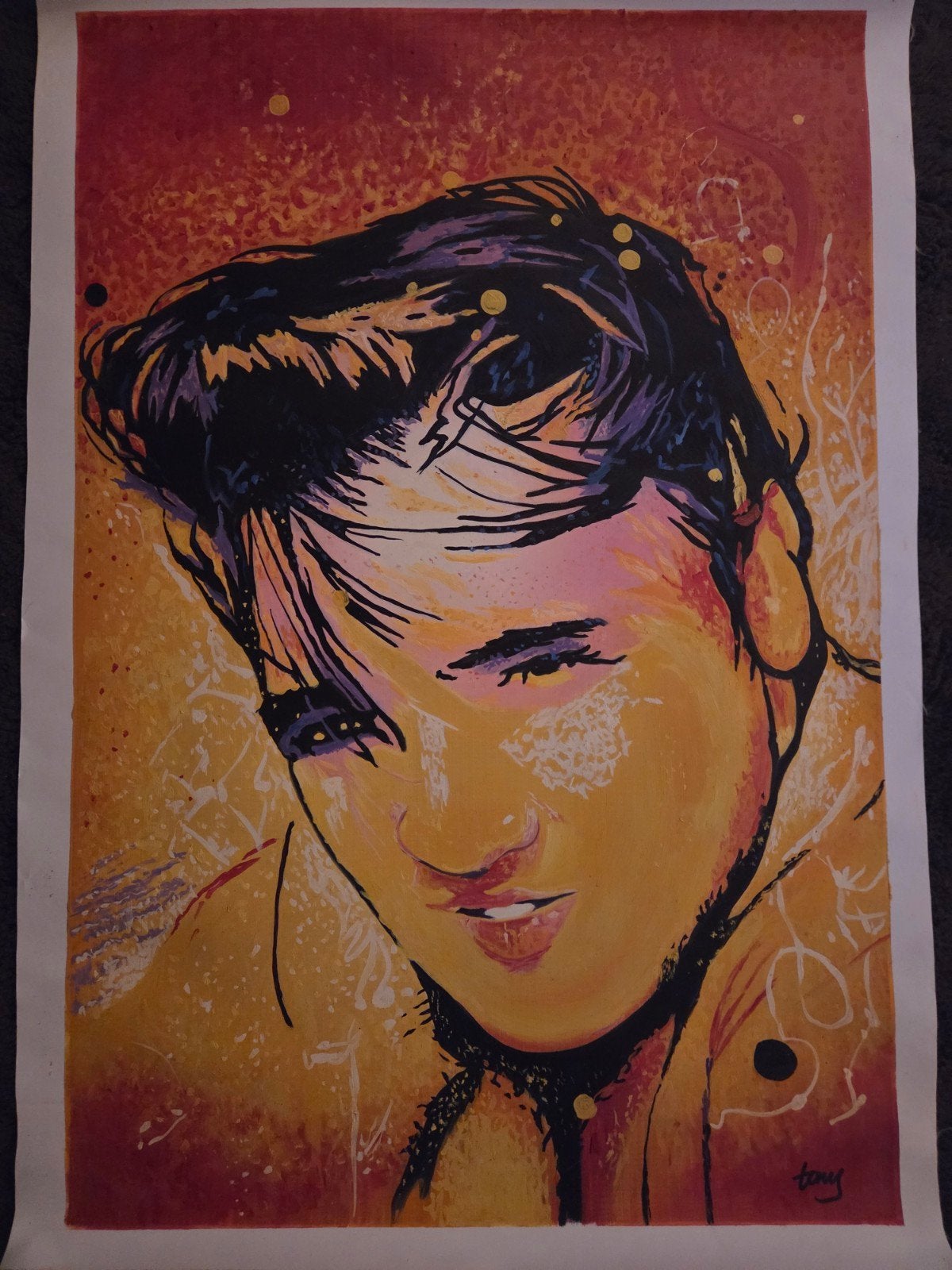 Pop-art schilderij Elvis Presley - Tony Lasalle, Acrylverf, Ophalen of Verzenden, Gesigneerd, Muziek