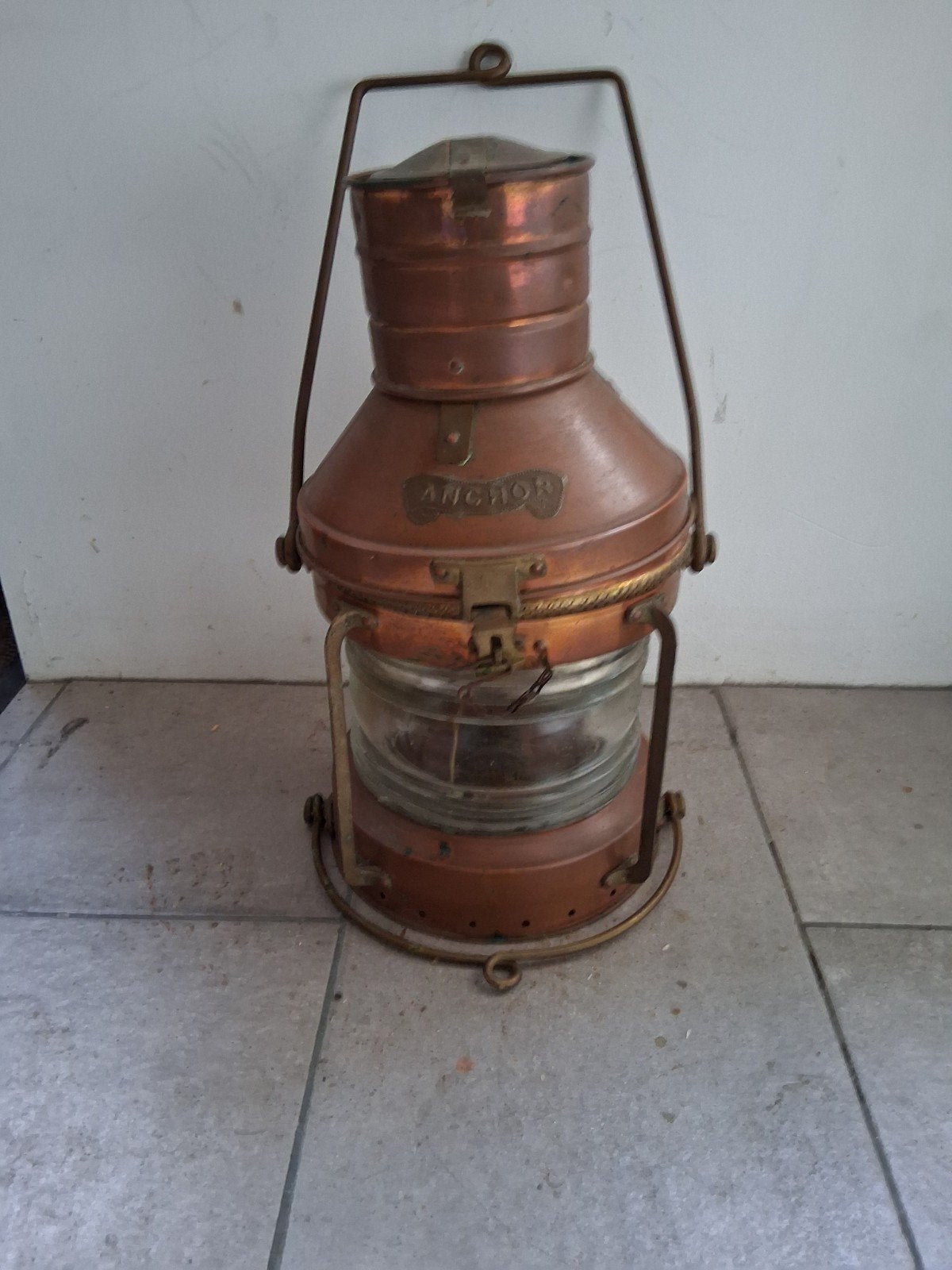 Scheepslantaarn / Koperen ankerlicht antiek (Leeds Burton), Ophalen of Verzenden