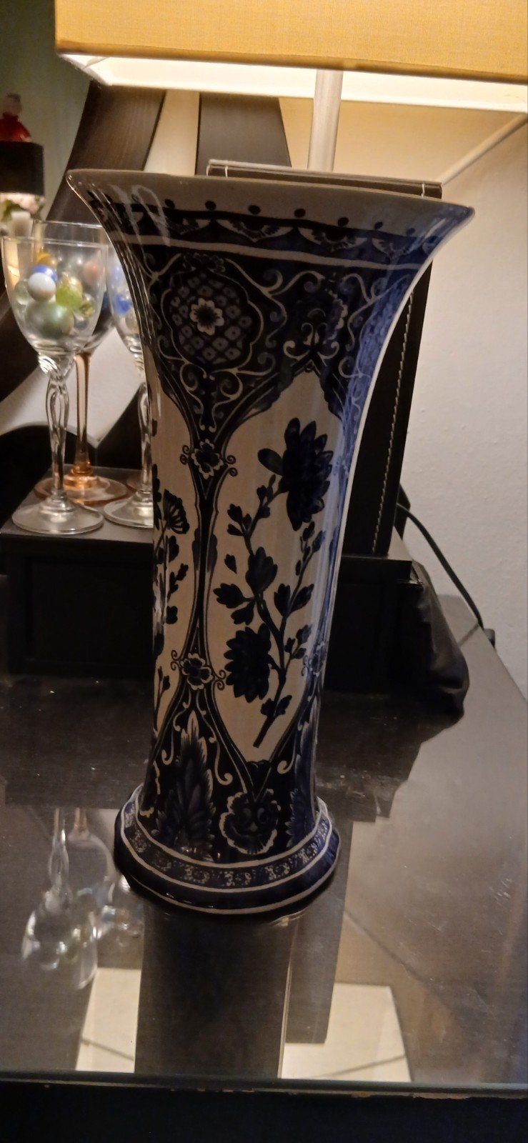 Antieke Delfts Blauwe Vaas - Sphinx Boch Holland, Ophalen