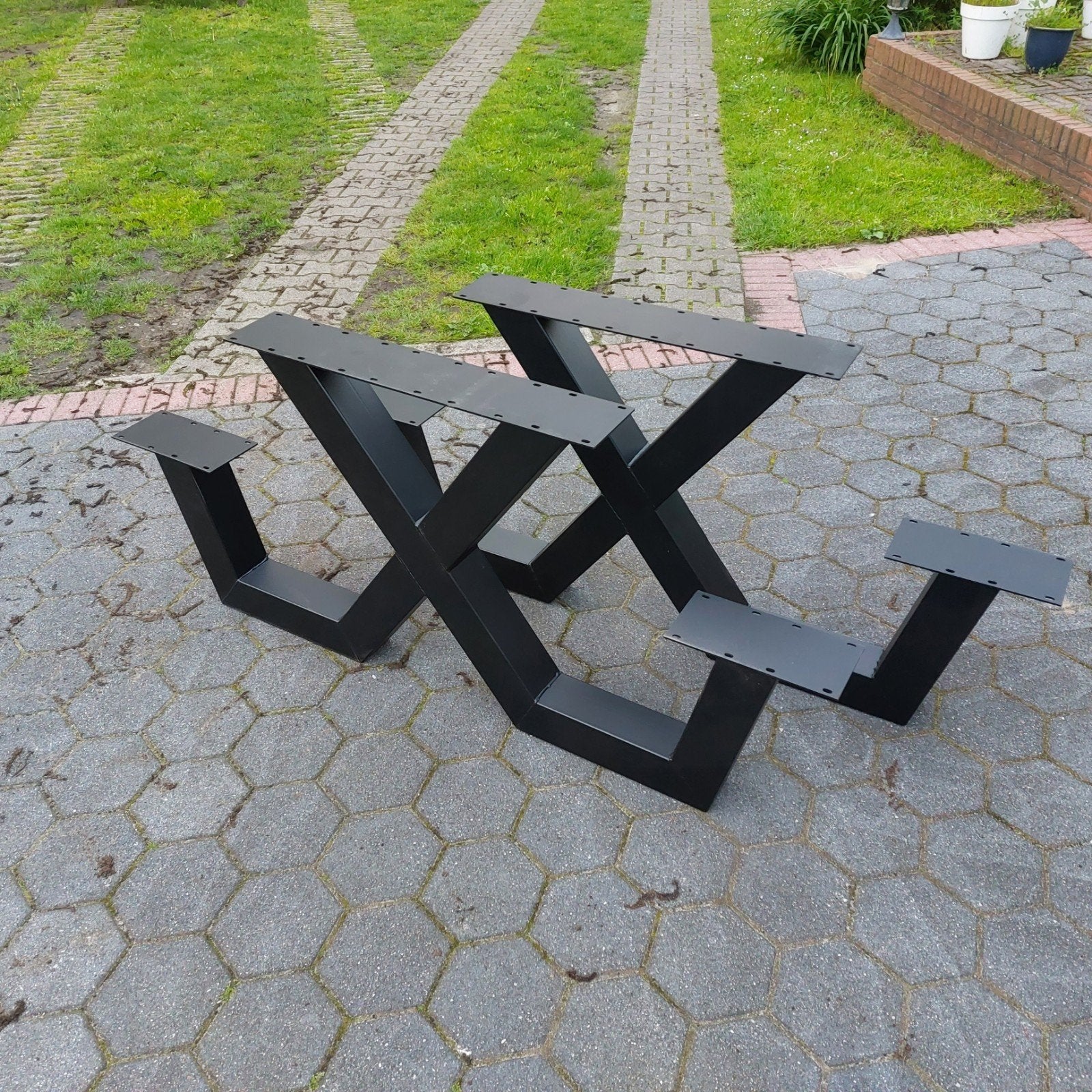 Nieuw set picknicktafel poten, Ophalen, Rechthoekig, Hout