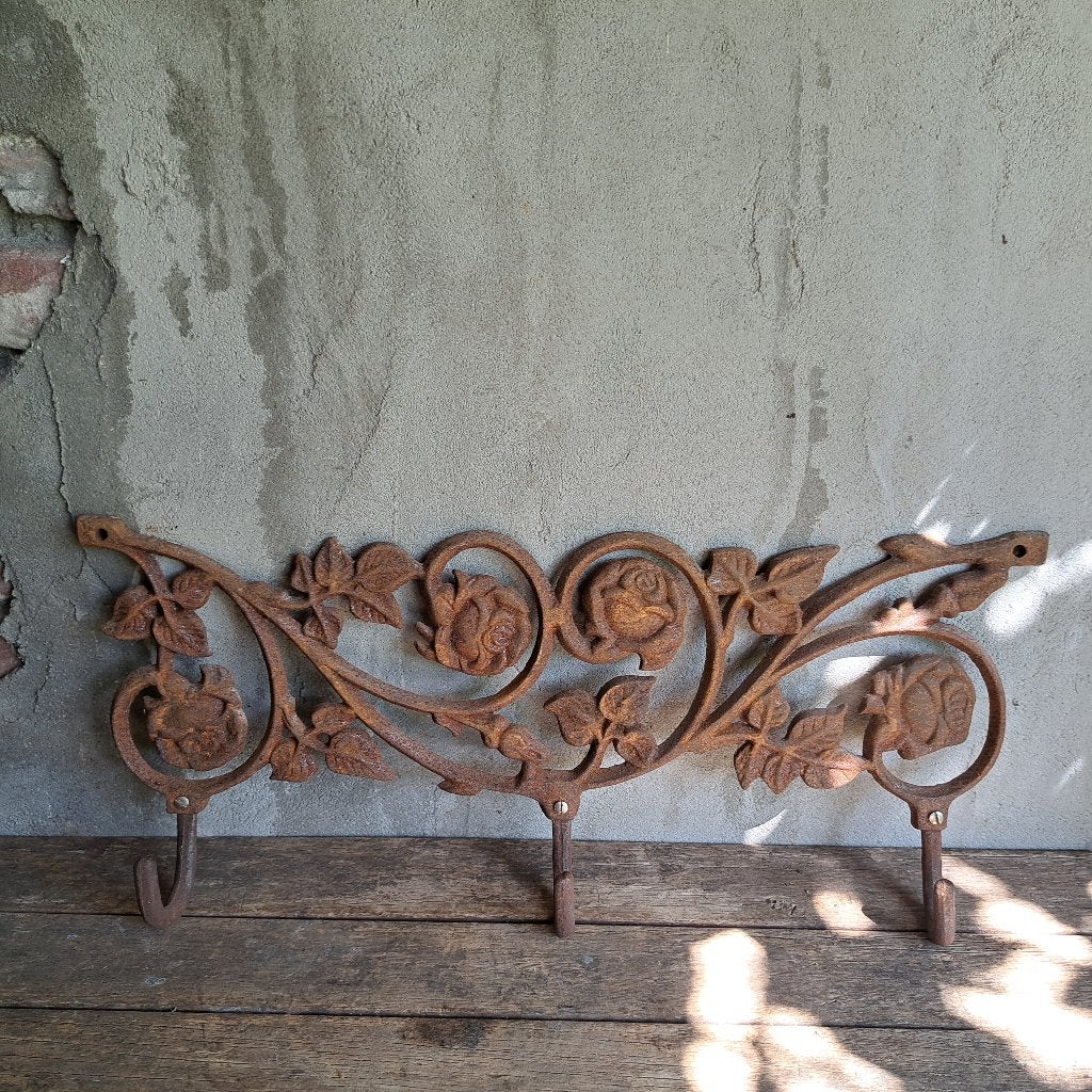 Brocante Frans gietijzeren kapstokje rek 3 haken *Etage3*, Huis en Inrichting, Woonaccessoires | Overige, Gebruikt, ., Ophalen of Verzenden
