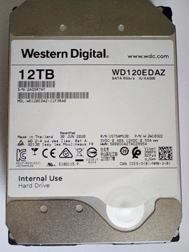 12TB WD HDD in prima staat, Computers en Software, Ophalen, Intern, Gebruikt, 12TB