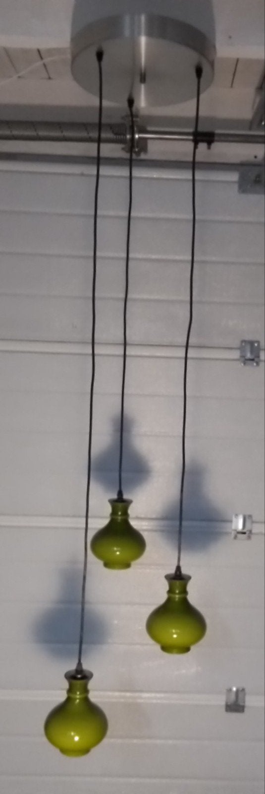 vintage peill putzler groene opaline glasbollen hanglamp, Gebruikt, E14 (klein), Glas, Vintage, Retro