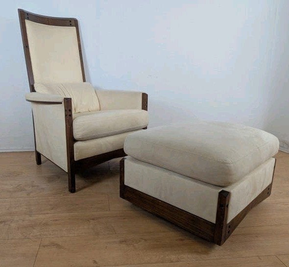 Giorgetti Galaxy High Back fauteuil + poef – Umberto Asnago, Huis en Inrichting, Gebruikt, Ophalen of Verzenden, Nvt, Eén
