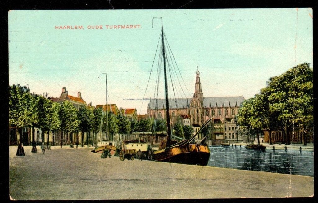 Oude Ansicht - Haarlem Oude Turfmarkt 1908 - NH, Ophalen of Verzenden, Voor 1920, Gelopen, Noord-Holland