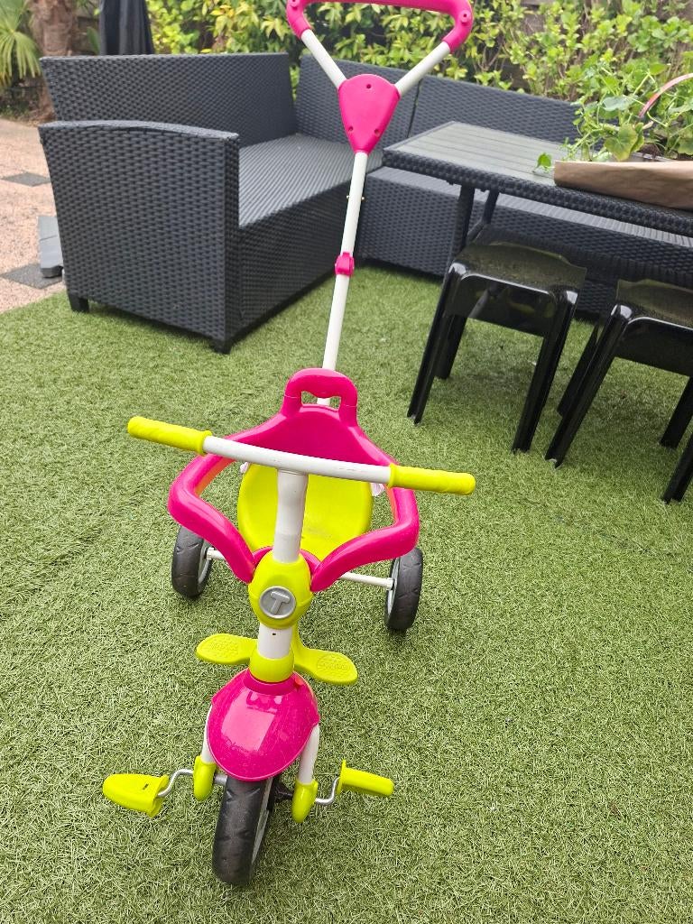 Roze 3 wieler met duwstang, Ophalen, Gebruikt, Onbekend, Duwstang
