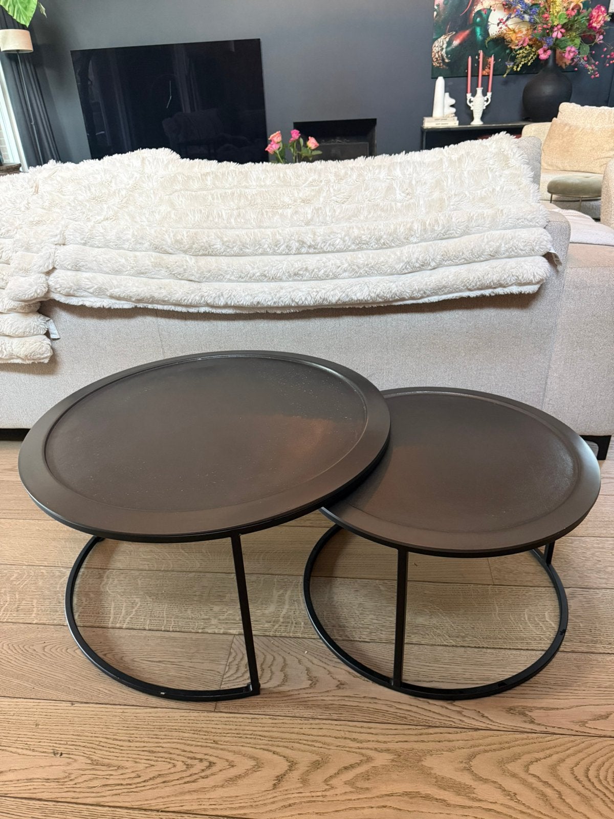 Salontafels, Huis en Inrichting, Tafels | Salontafels, Ophalen, Zo goed als nieuw, Rond, 50 tot 100 cm
