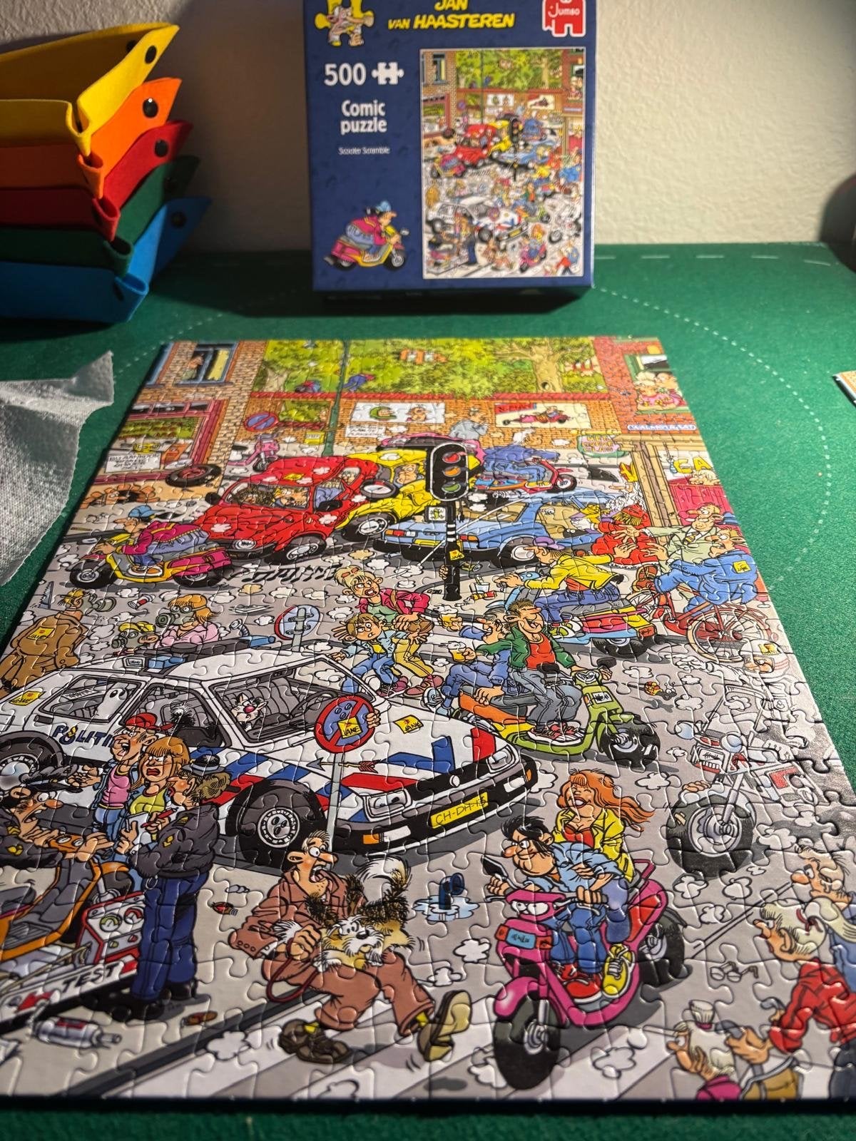 Jan van Haasteren Comic Puzzel - Scooter Scramble 500 stukje, Ophalen of Verzenden, 500 t/m 1500 stukjes, Zo goed als nieuw, Legpuzzel