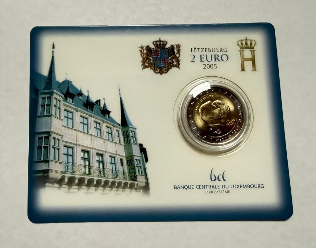 2 Euro Luxemburg 2005 BU coincard (Henri & Adolf Luxemburg), Postzegels en Munten, Munten | Europa | Euromunten, Verzenden, Luxemburg
