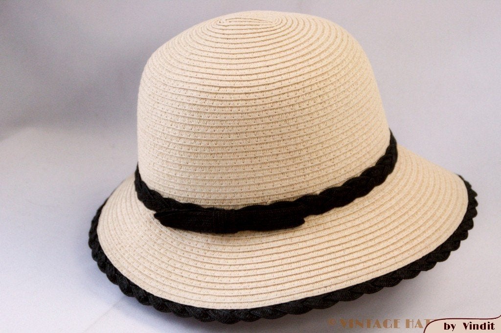 Dames Dophoed Cloche Hawkins beige papier vouwbaar 57 nieuw, 56 of 57 cm (M, 7 of 7⅛ inch), Hoed, Hawkins, Nieuw