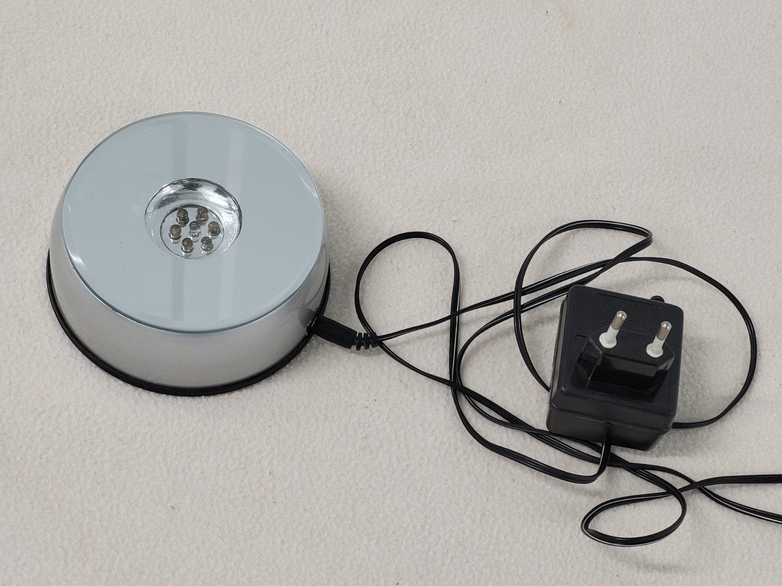 LED Lichtvoet voor kristal glas kunst met adapter, Ophalen of Verzenden, Zo goed als nieuw, Zilver, Metaal